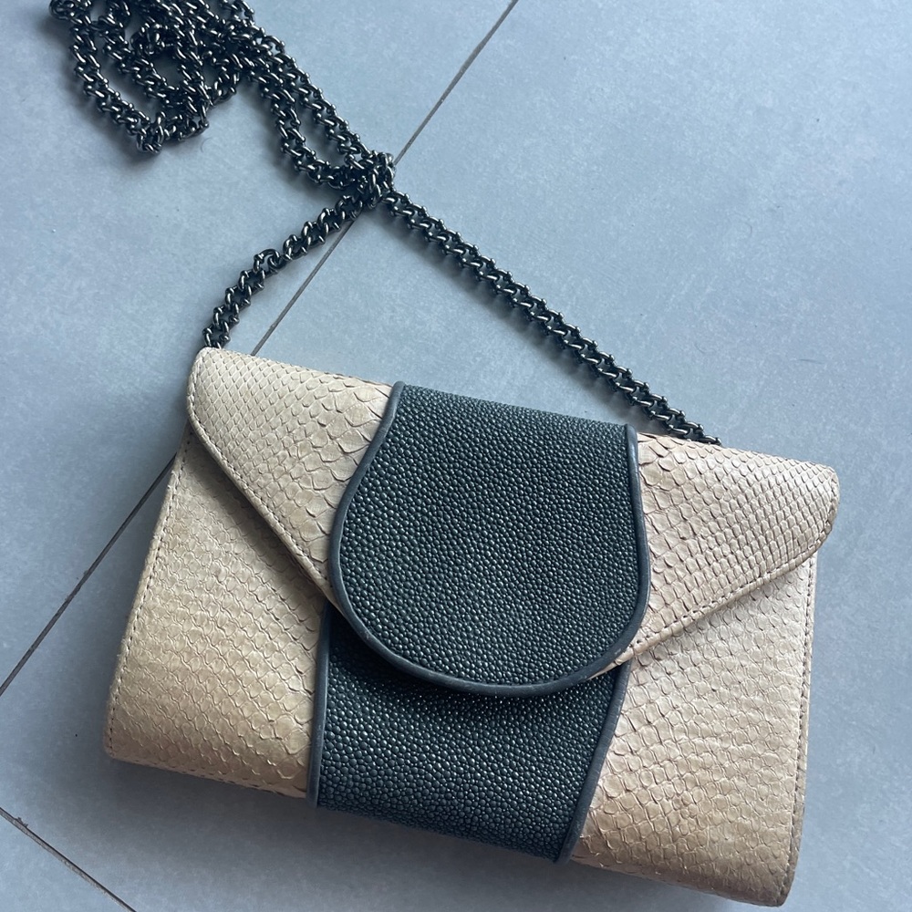 Khirma Eliazov Python Leather Chain-Link Crossbod… - image 1